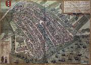 REMBRANDT Harmenszoon van Rijn, Map of Amsterdam from Civitates Orbis Terrarum by Georg Brau and Frans Hogenburg